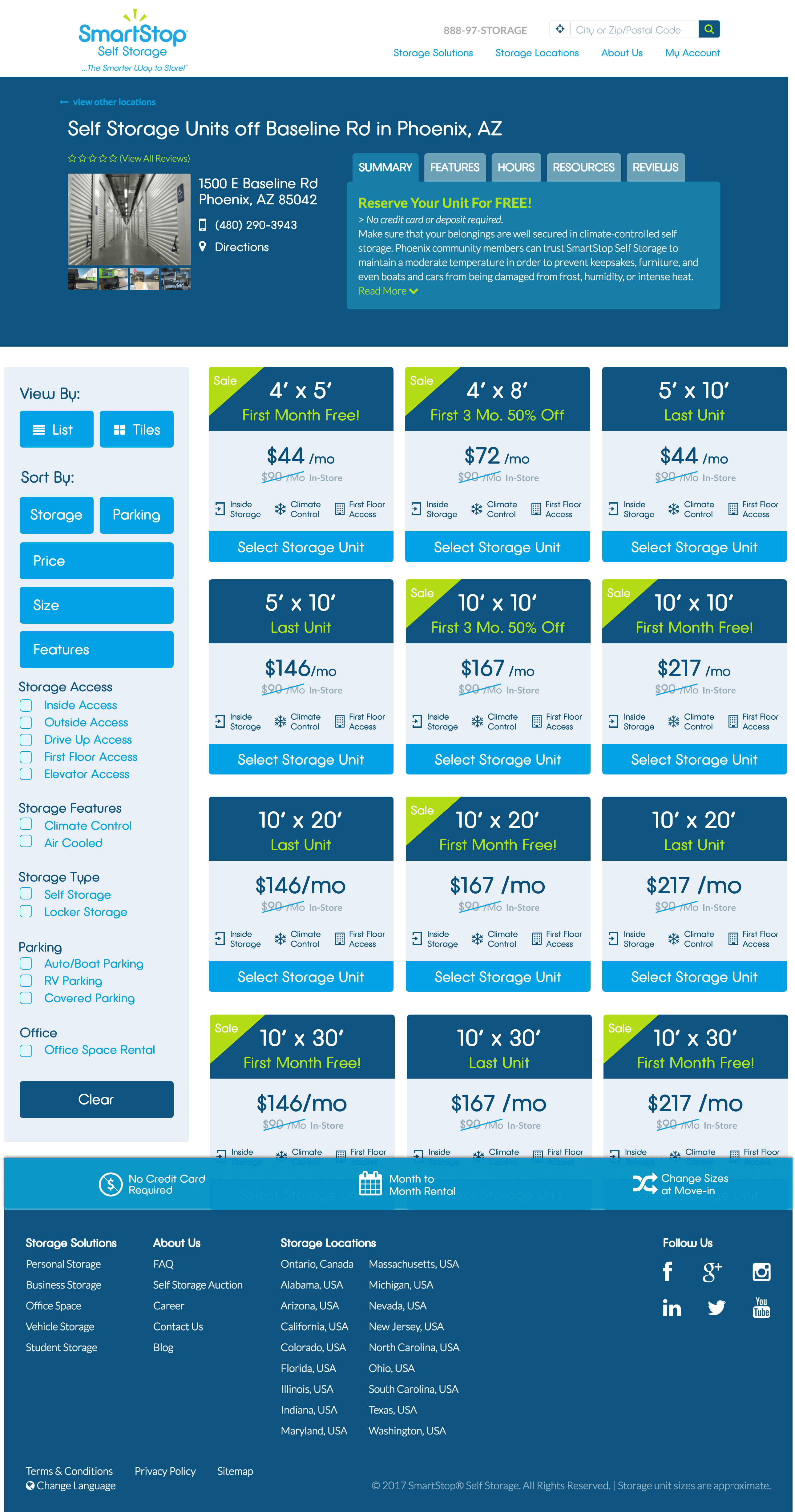SmartStop Self Storage Phoenix Web Design Studio
